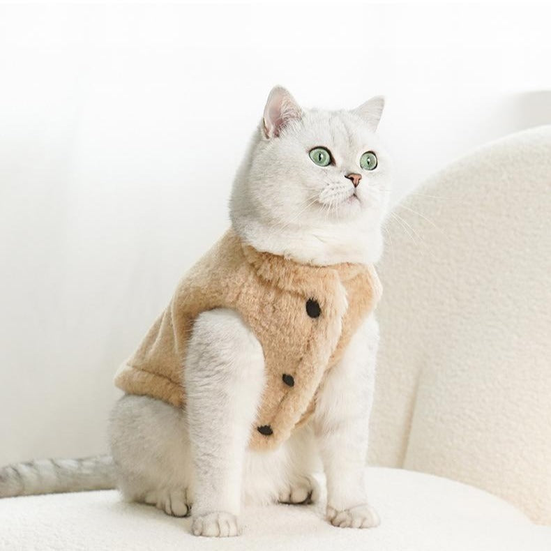 Warm Cat Clothes Thickened Fleece-lined Plush Pet Vest Vest Cold-proof And Lint-proof