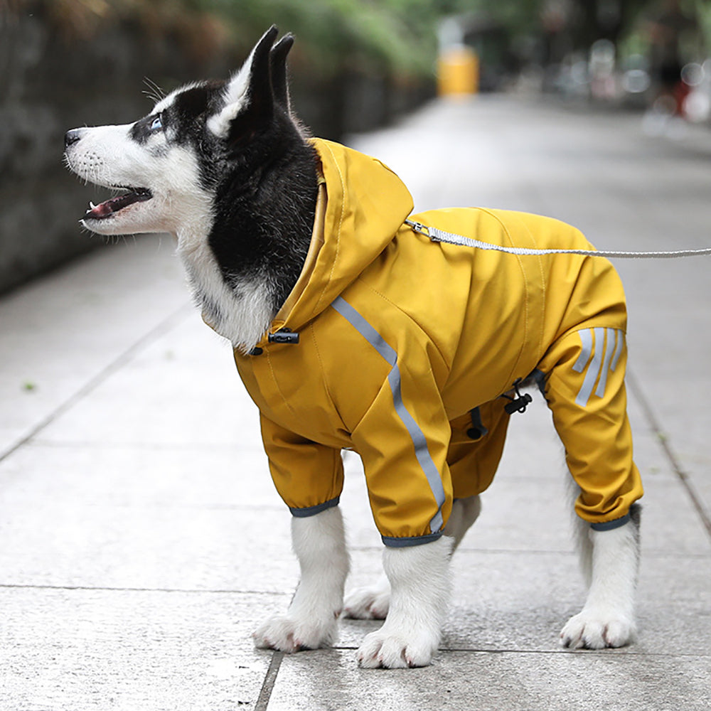 Chubasquero para perros con chaqueta reflectante impermeable para perros con capucha, orificio para correa, correa reflectante para perros pequeños y medianos, ropa ligera para cachorros