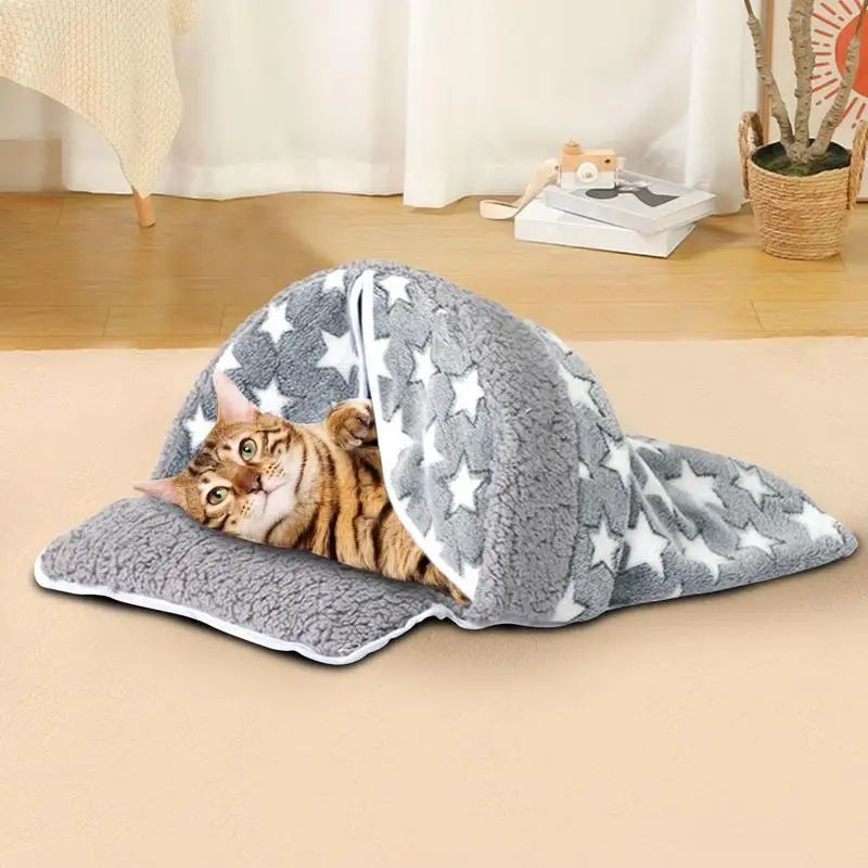 Cat Winter Sleeping Bag Cozy Arch-Shaped Burrowing Cat Bed Snuggle Sack  Washable Cat Tent Covered Cat Bed Enclosed For