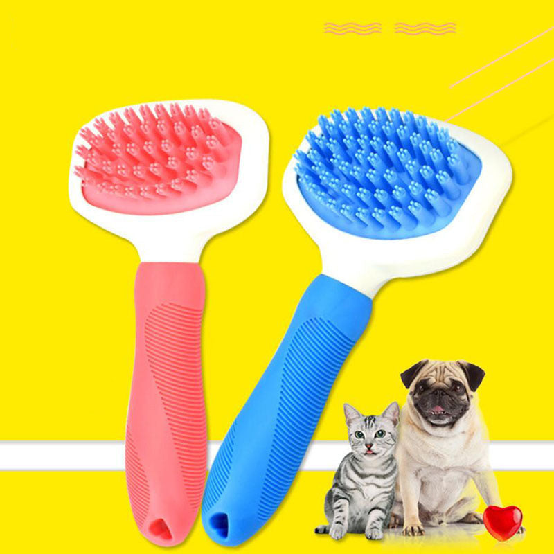 Blue Light High Quality Silicone Pet Dog Cat Grooming Comb Brush For Bathing Cleaning Massage Plastic Brush Comb For Dogs Cats