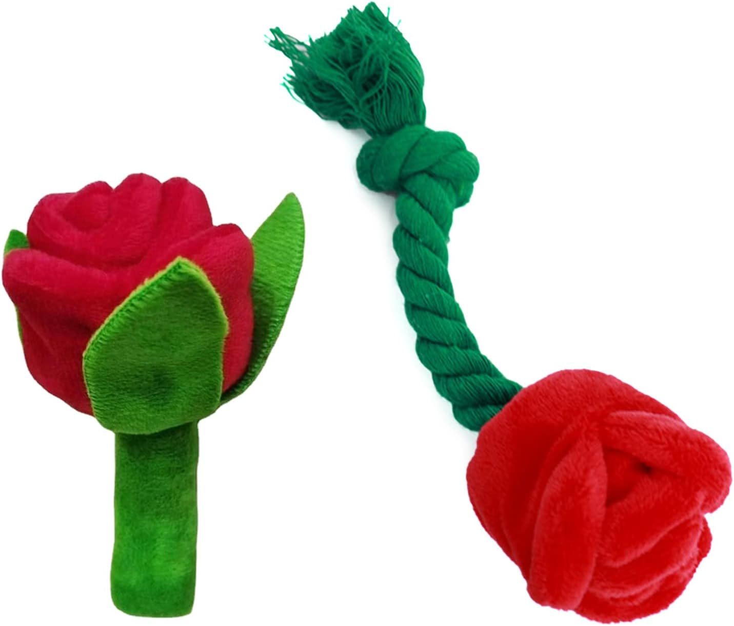 Juguete de peluche resistente a las mordeduras para perros, juguete de peluche con forma de rosa, juguete suave para mascotas, juguete para masticar para perros pequeños y grandes