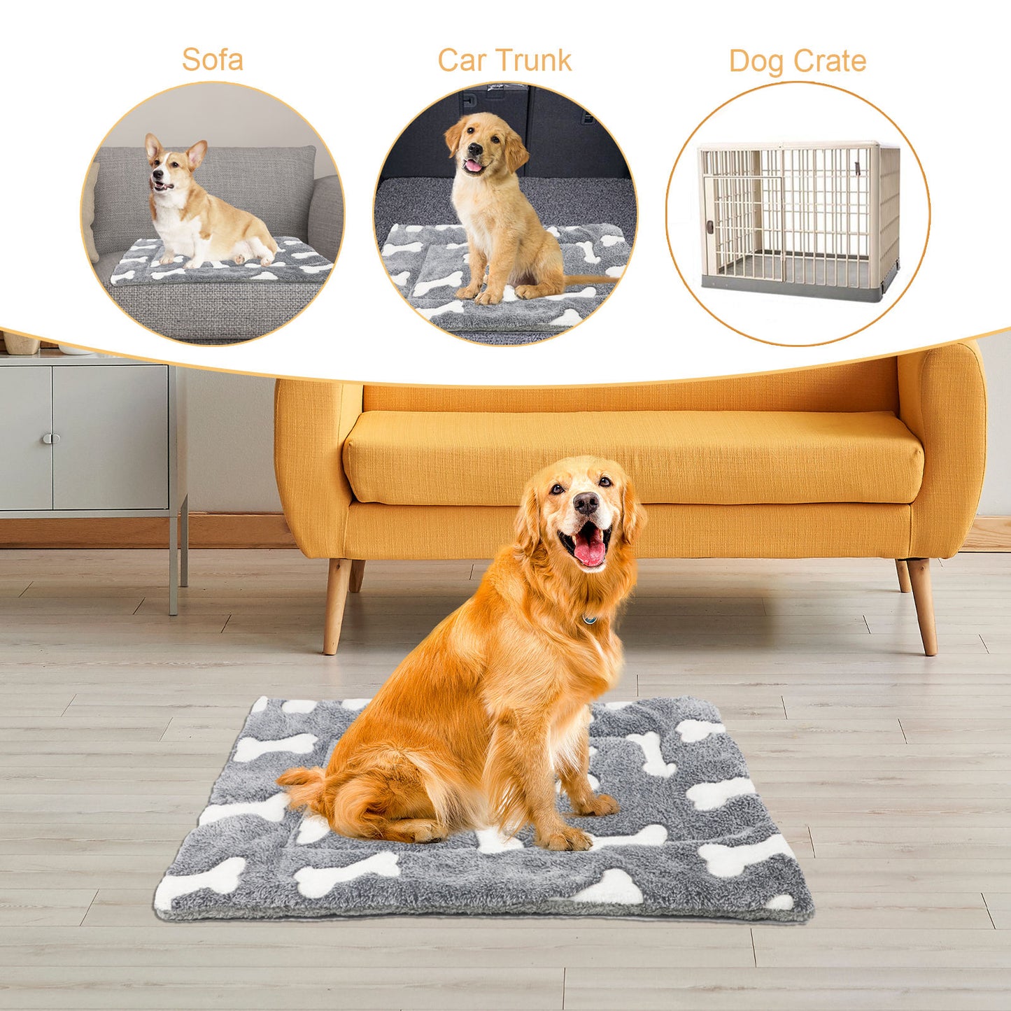 Self-Warming Cat Bed Mat Washable Dog Bed Crate Mat Soft Pet Sleeping Mat For Dogs And Cats Reversible Fleece Dog Crate Kennel Pad Cat Pet Bed