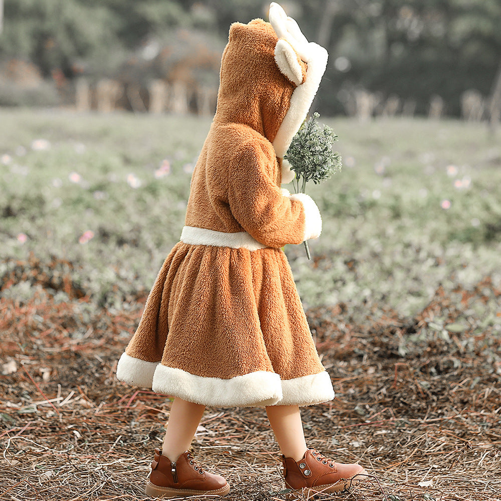 Disfraz de Animal para padres e hijos, falda de alce de Navidad, traje de lana Coral para el hogar, para padres e hijos