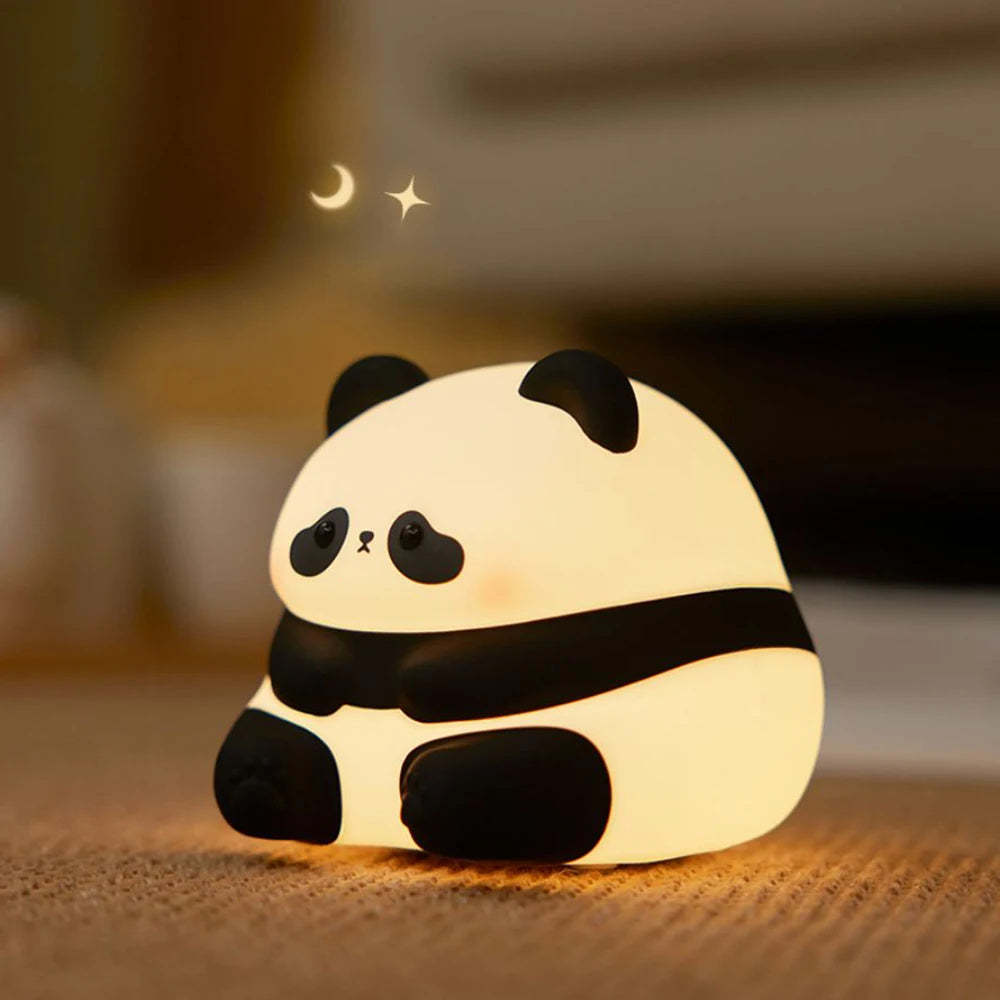 Luces de noche de Panda para niños, lámpara recargable con sincronización de silicona de animales bonitos, decoración de dormitorio de Panda de dibujos animados, regalo para niños y niñas