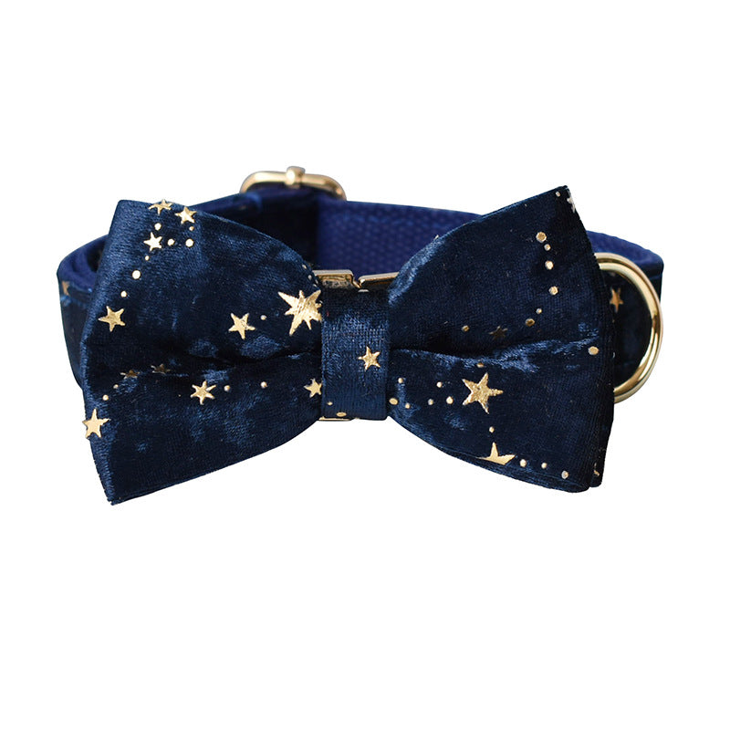 Blue Star Flannel Gold Buckle Dog Ring