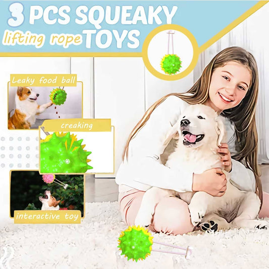 Interactive Pet Toy Multi-color Optional Pet Leaking Food Ball Toy Rope Sound Leaking Food Ball