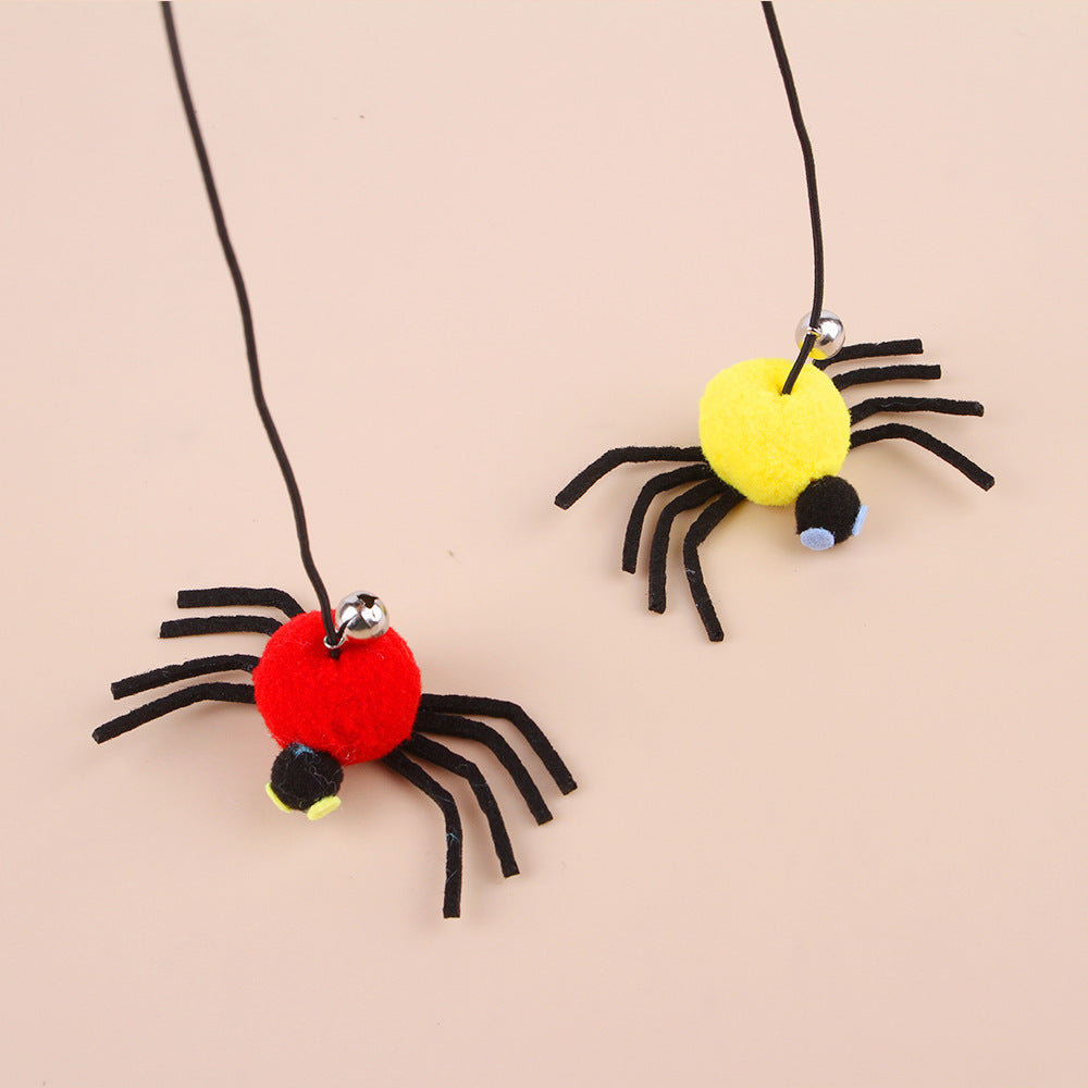 Juguete para gatos con forma de puerta colgante para aliviar la depresión, cuerda elástica colgante, palo de juego con plumas, campana, araña 