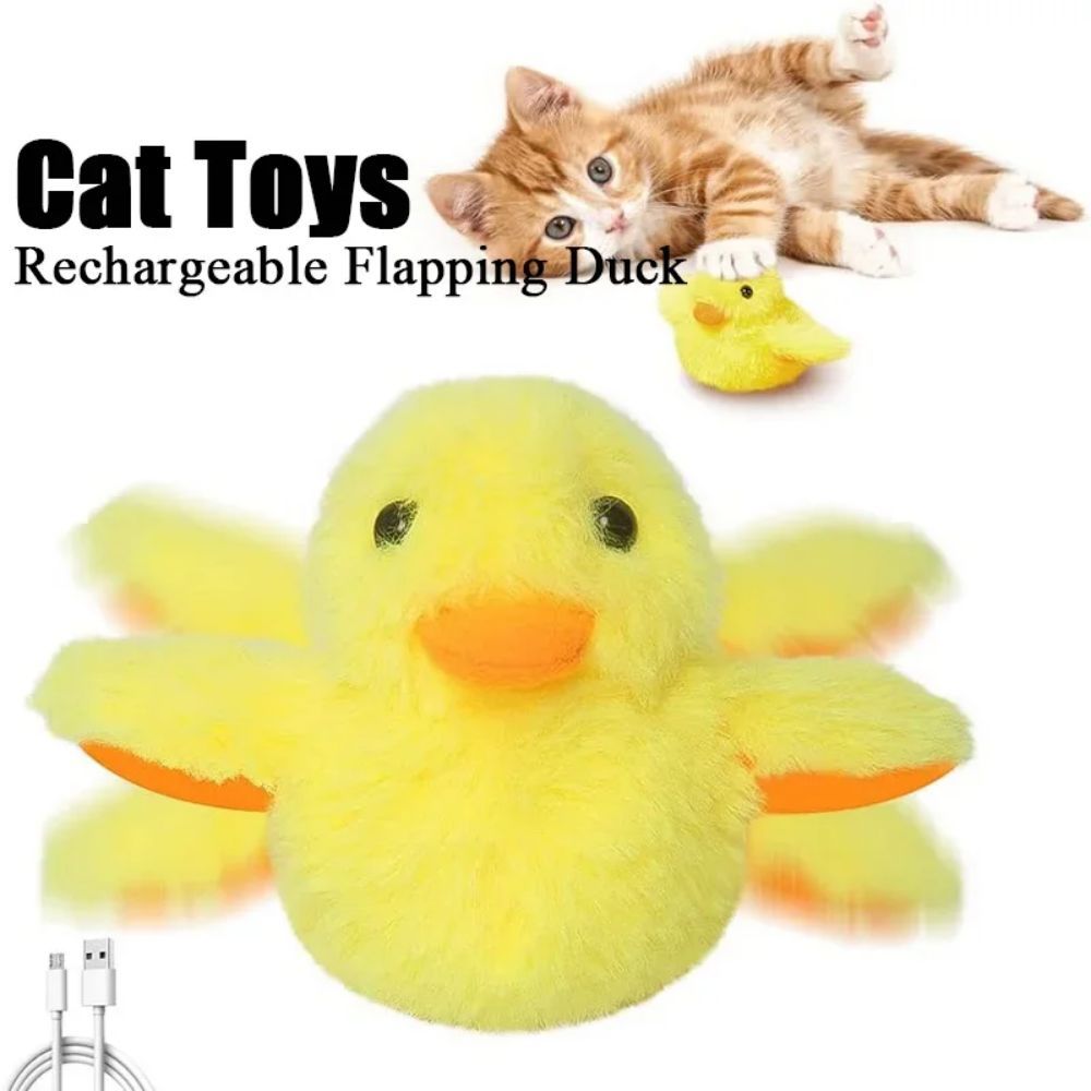 Jouets de canard à battements pour chat, jouets d'oiseaux électriques interactifs, jouet en peluche lavable pour chat avec capteur de vibrations d'herbe à chat, jouet de jeu pour chaton