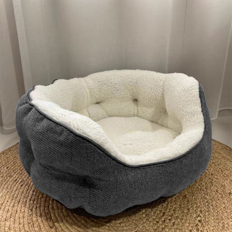 High Rest Nest For Cat Warm Bed For Small And Medium Pets With Dark Gray Shell Backrest For Autumn And Winter