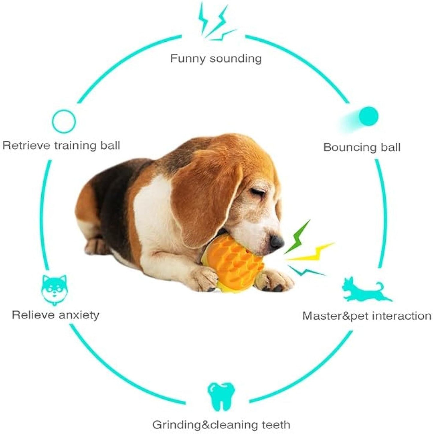 Pelota de juguete para perros que chirría y mastica de forma agresiva Juguete dental para perros para dientes y encías saludables Pelota con púas Juguetes de goma flotantes y duraderos para mascotas Enriquecimiento mental - Todos los tamaños de razas