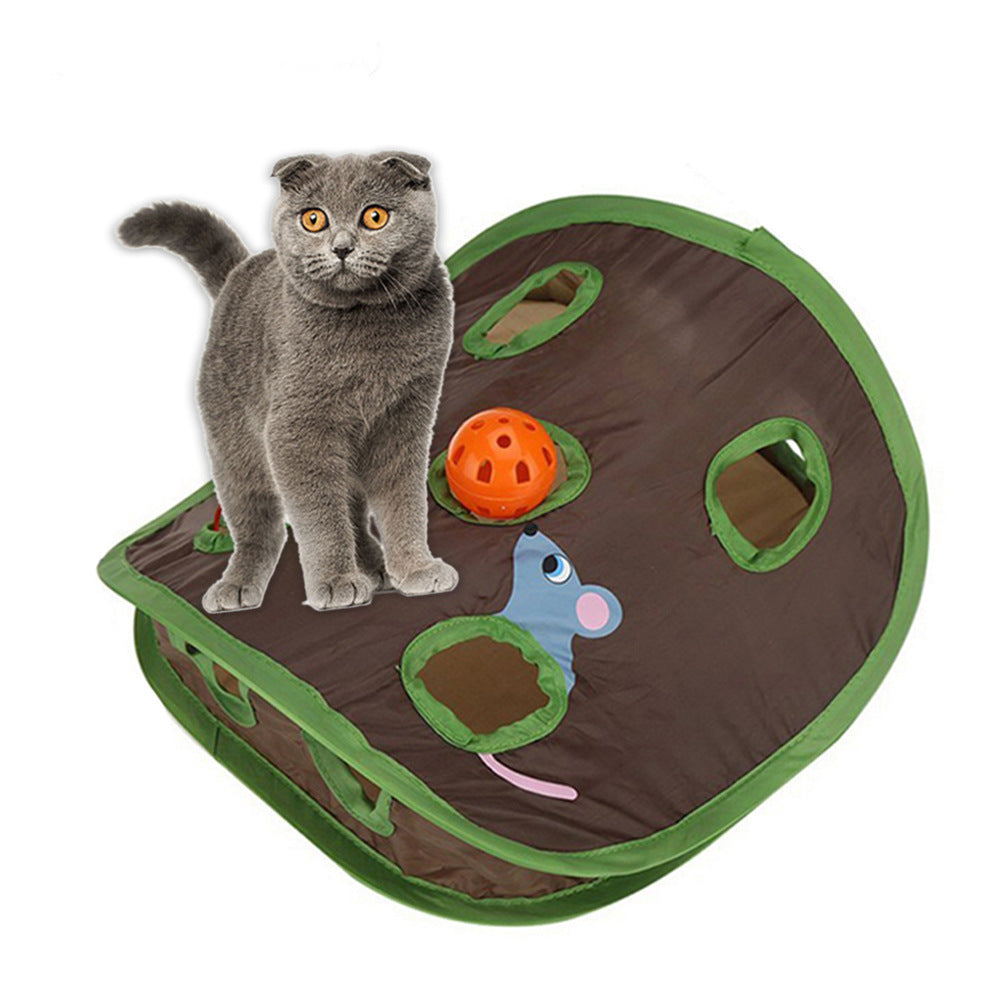 Trou de chat pliable jouet pour chat de compagnie neuf trous jouet pour chat trou de souris chat attrapant cloche de balle drôle