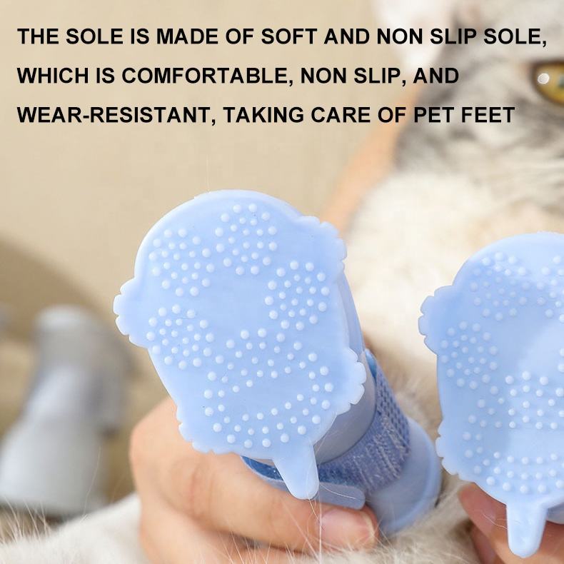 Botas de lluvia para perros, 4 unidades, cálidas, impermeables, de silicona, antideslizantes, para cachorros, para perros y gatos, botas de lluvia para perros, botas de lluvia para gatos, funda impermeable para pies, zapatos de suela blanda