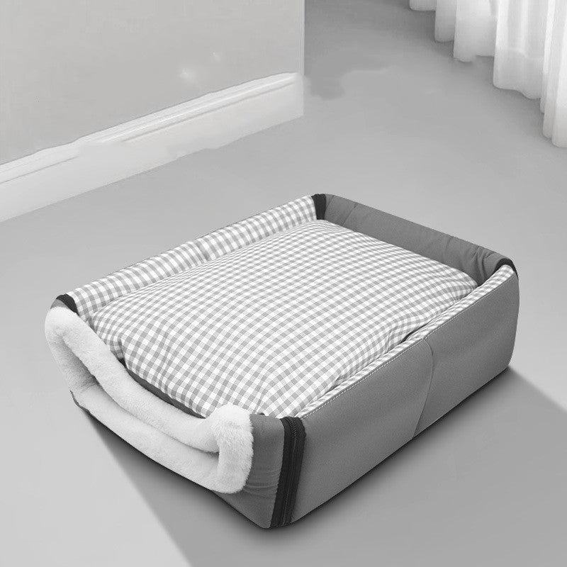 Cama para mascotas semicerrada universal térmica gruesa de invierno para las cuatro estaciones