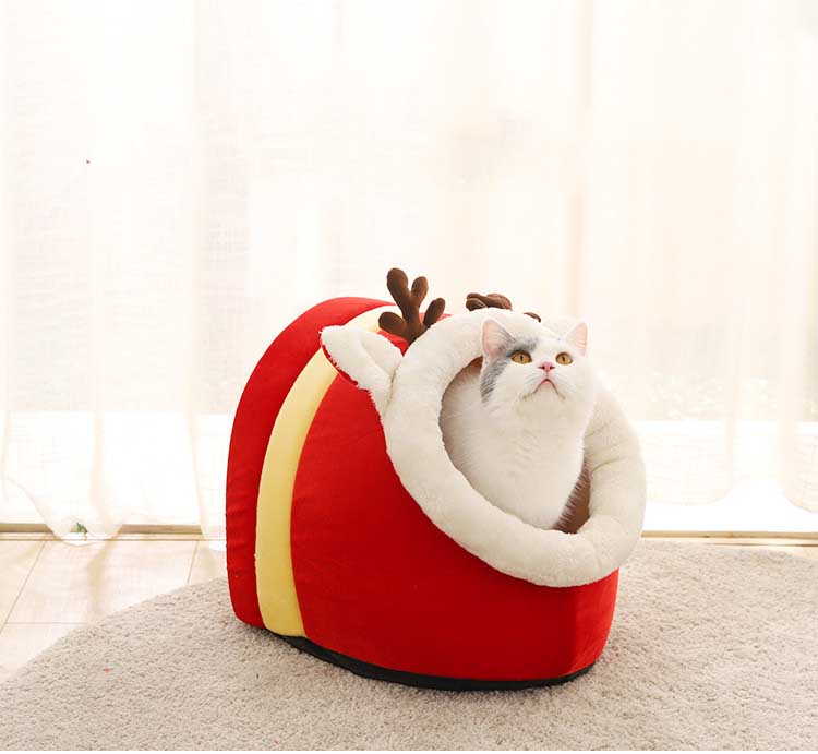 Tapis de nid pour animaux de compagnie igloo de Noël en coton chaud