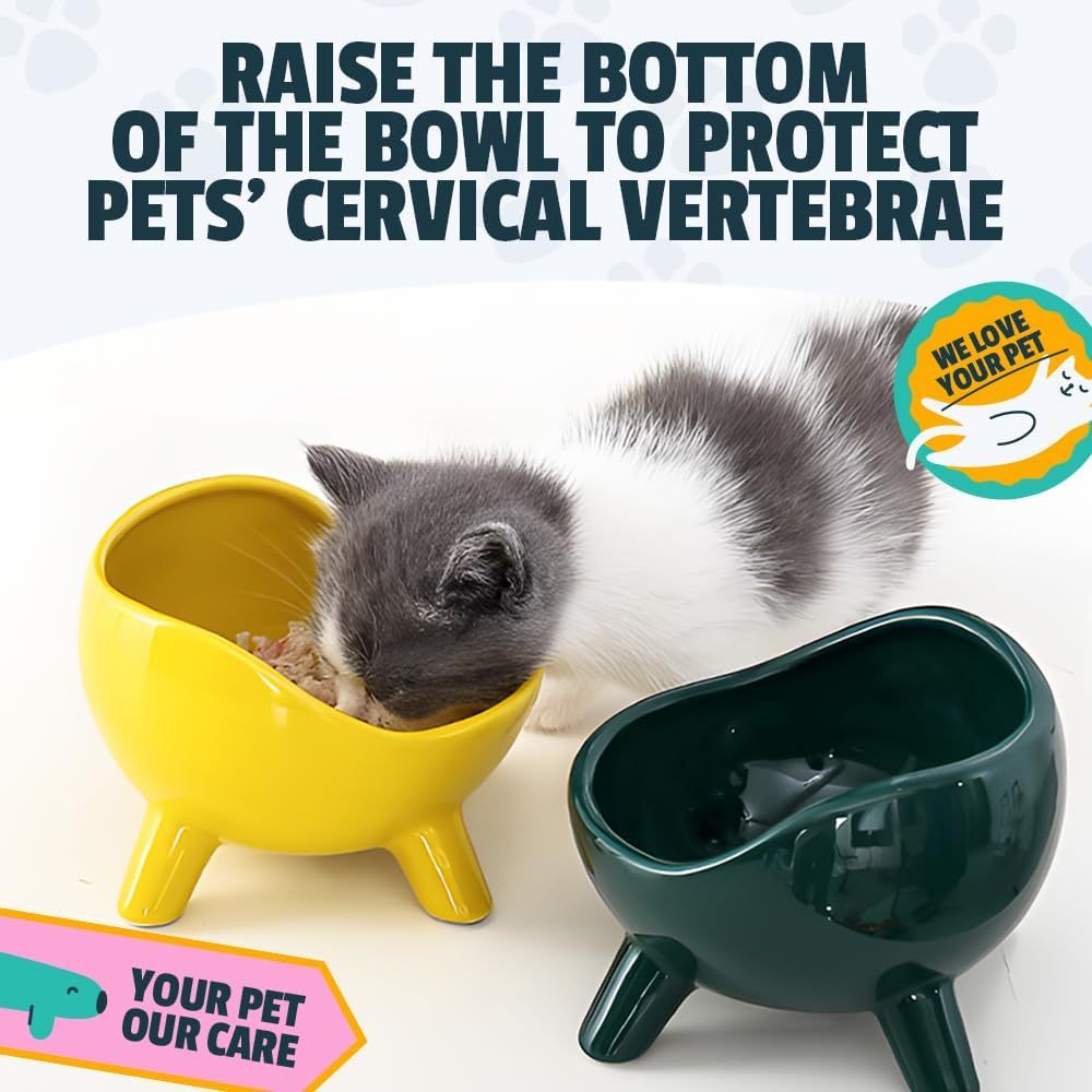 Gamelle pour chat pour chats et petits chiens Gamelles pour nourriture et eau pour chat en céramique à quatre pattes pour intérieur Gamelle pour chat mignonne et stable