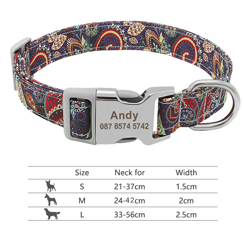 Adjustable Nylon Dog Collar Personalized Dogs Cat ID