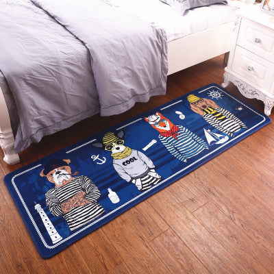 Cute Cat Kitchen Rectangular Rug Anti-slip Bedroom Bedside Bed Front Mat Pattern Ultra-thin