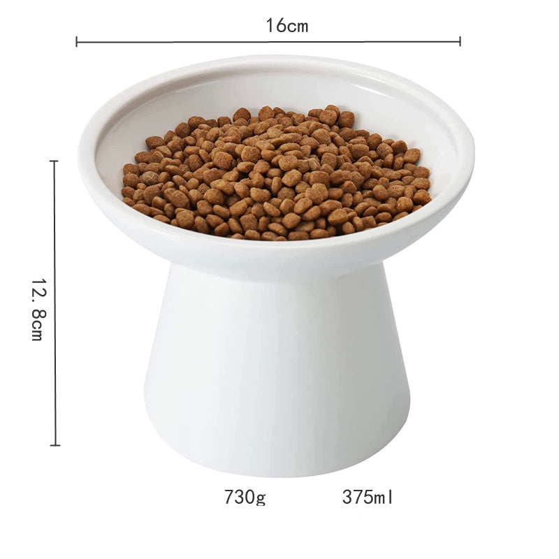 Cuenco de comida para gatos elevado extra ancho Cuencos de cerámica para comida y agua para gatos Plato de comida para gatos ancho y poco profundo Antifatiga para bigotes Sin plomo y cadmio Gran altura para gatos