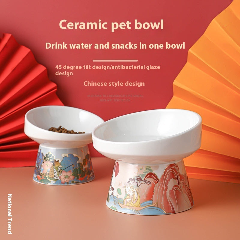 Cat Bowl Pet Ceramic High Leg