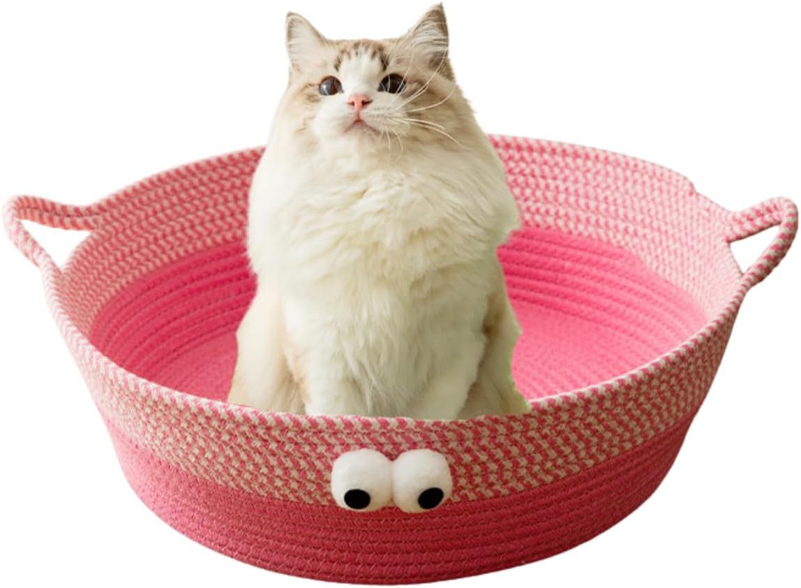 Lit pour chat à gratter pour chats d'intérieur lits pour chats en corde de coton tissé lit rond pour animaux de compagnie pour chiot et chaton lavable petit lit pour chien lits nid pour chats chatons chiot animaux de compagnie