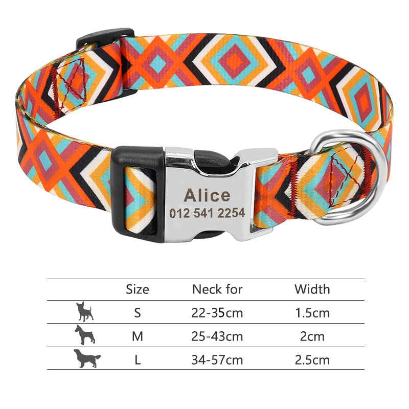 Adjustable Nylon Dog Collar Personalized Dogs Cat ID