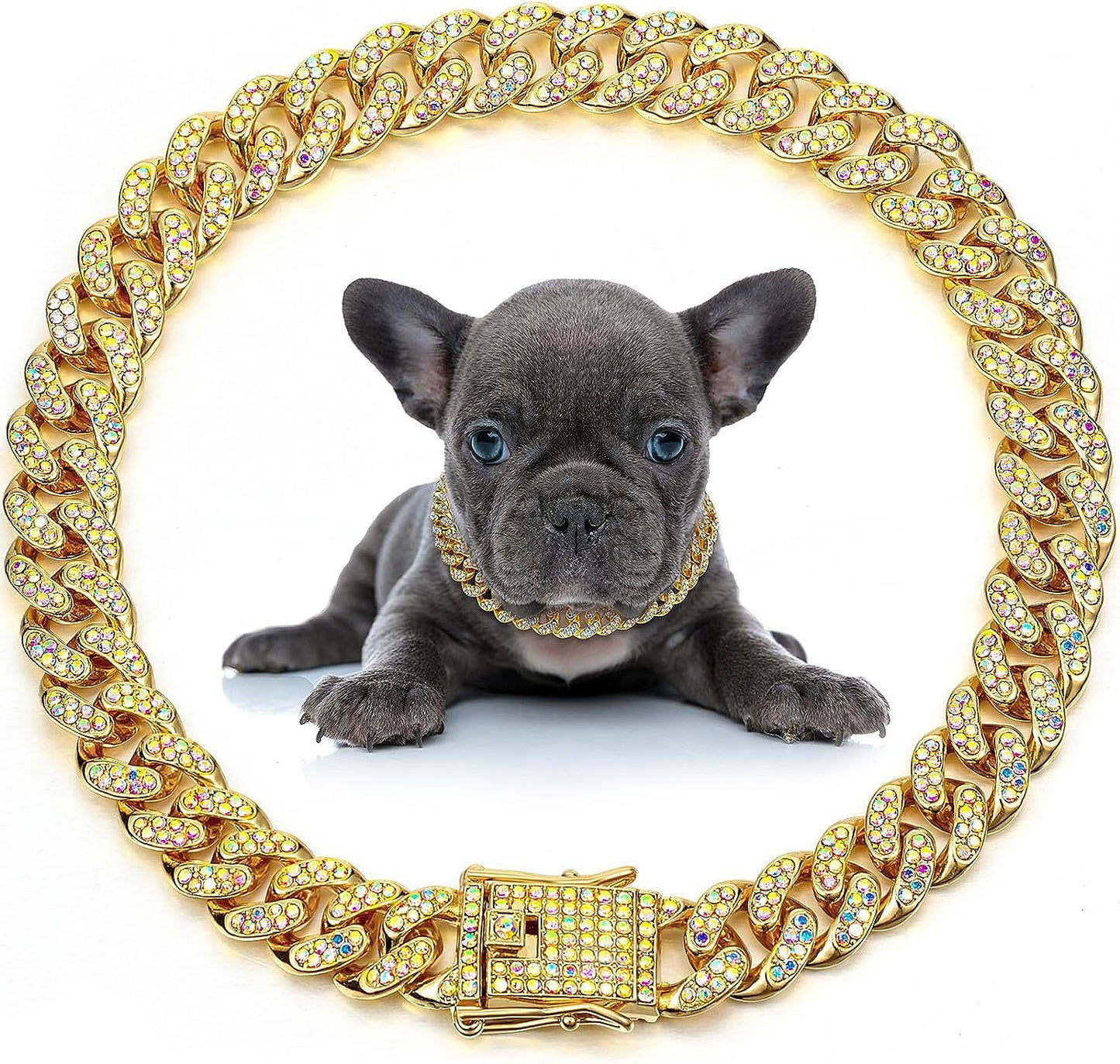 Collier en métal pour chien et chat, chaîne en cristal pour animaux de compagnie, accessoires de bijoux pour petits, moyens et grands chiens et chats 