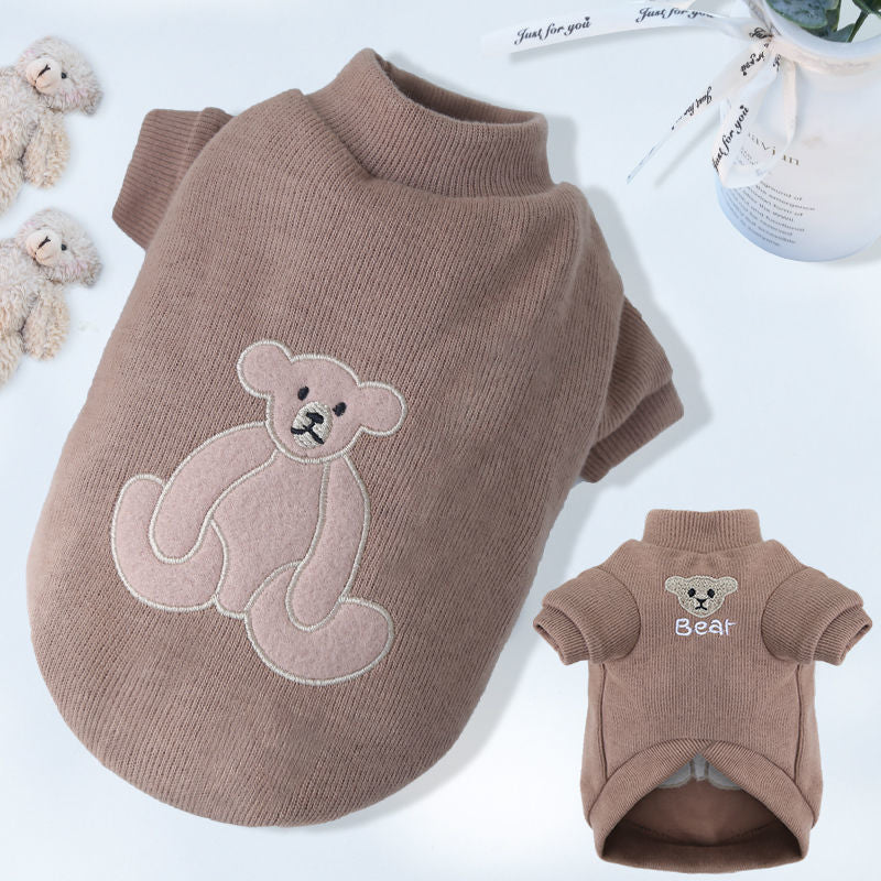 Chemise chaude à ours brodé pour animaux de compagnie