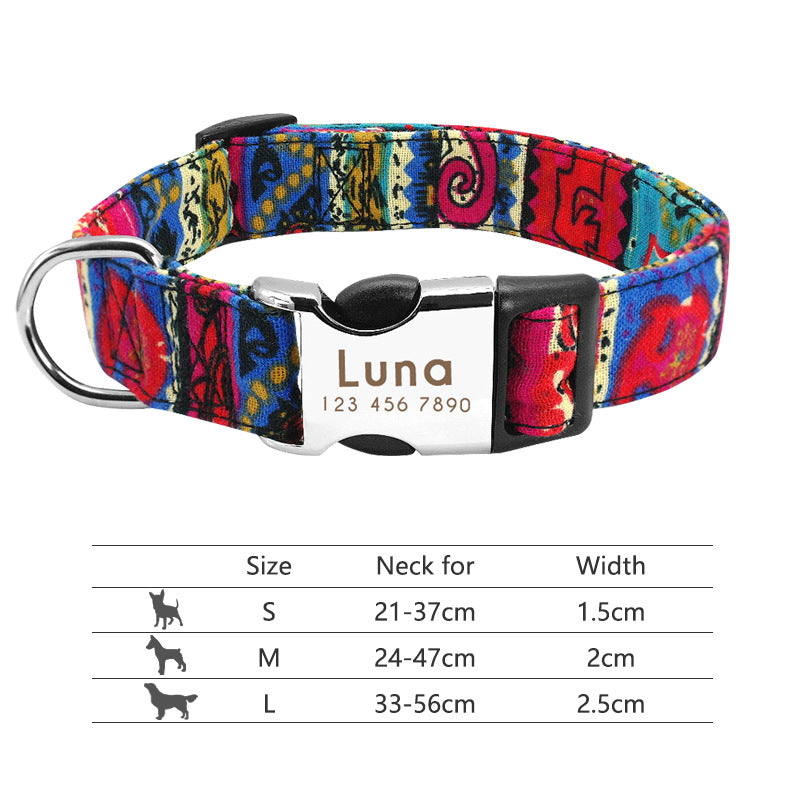 Collar de perro de nailon ajustable, identificación personalizada para perros y gatos