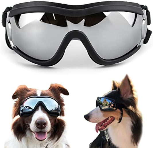 Elegantes gafas de sol para perros a prueba de viento, hermosas gafas para mascotas para razas grandes y medianas con protección solar, antivaho y correa ajustable para conducir, nadar, surfear 