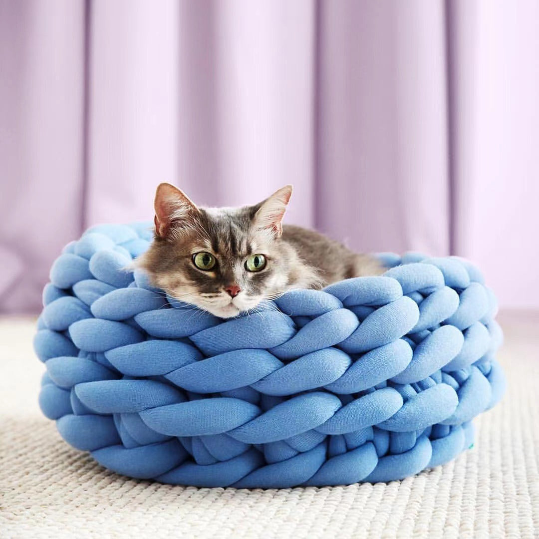 Cojín para casa de gatos, suave, largo, de felpa, cálido, para mascotas, bonito canasto para dormir para gatos, cama redonda, esponjosa y cómoda al tacto, productos para mascotas