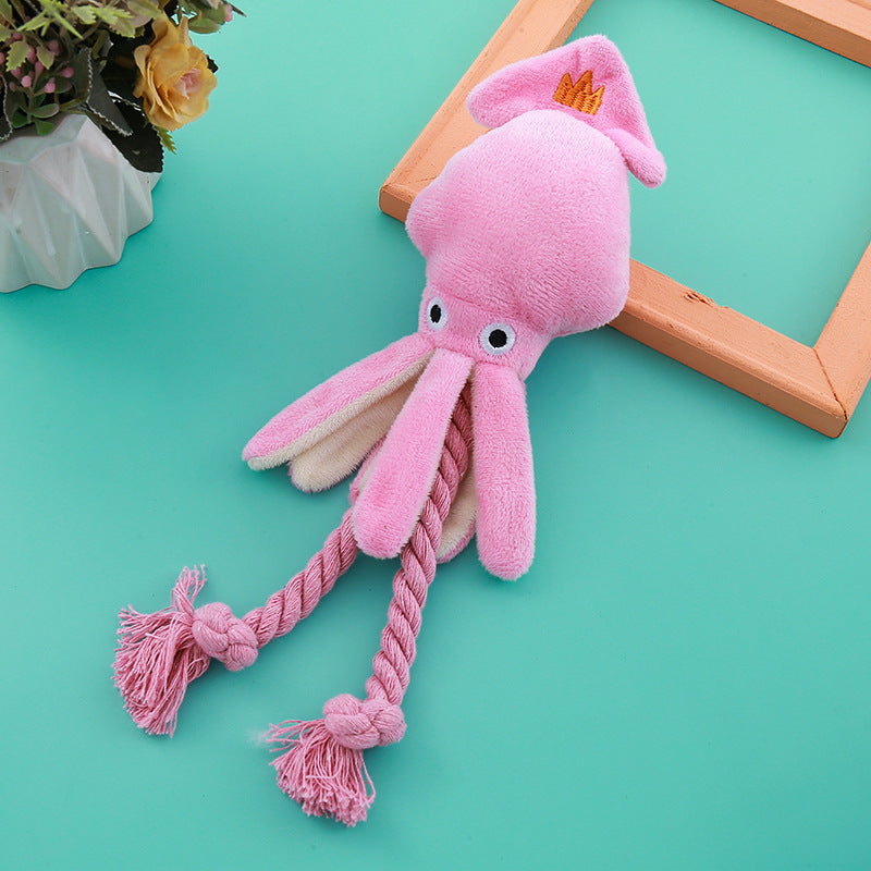 Vocal Cotton String Octopus Bite-resistant Teeth Cleaning Interactive Pet Toy