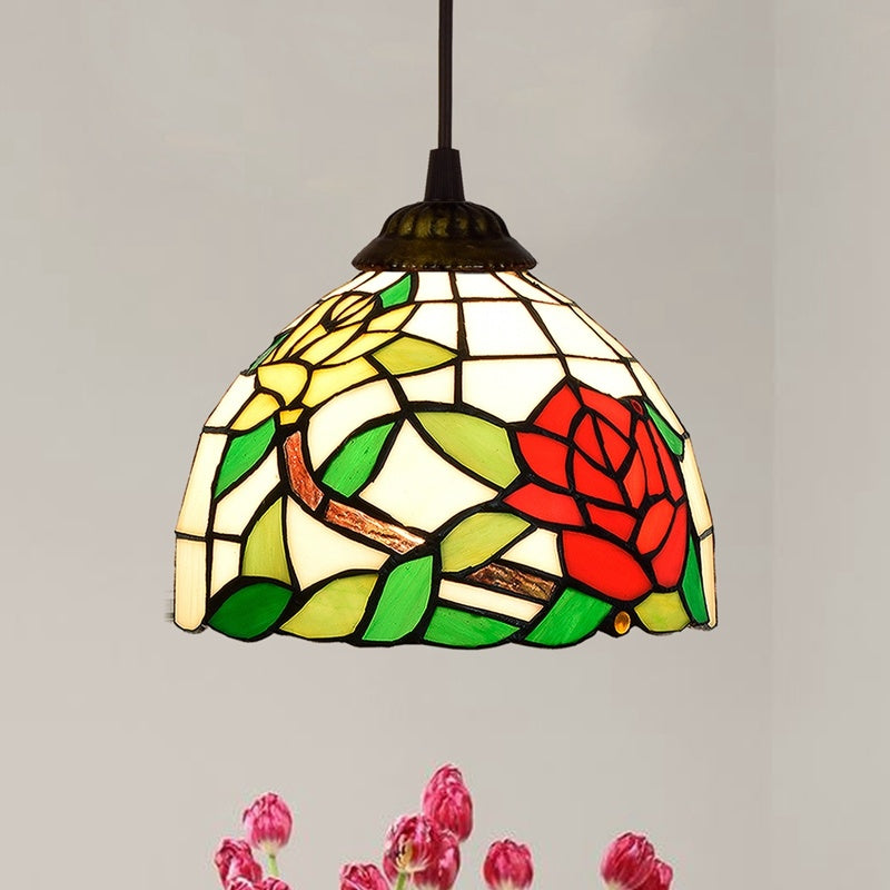 Lustre de salle à manger de jardin en vitrail de style américain