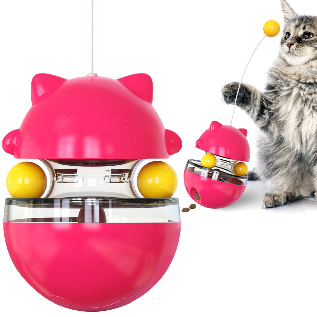 Interactive Cat Treat Dispenser Toy - Tumbler Feeder Toy For IQ Training And Mental Stimulation