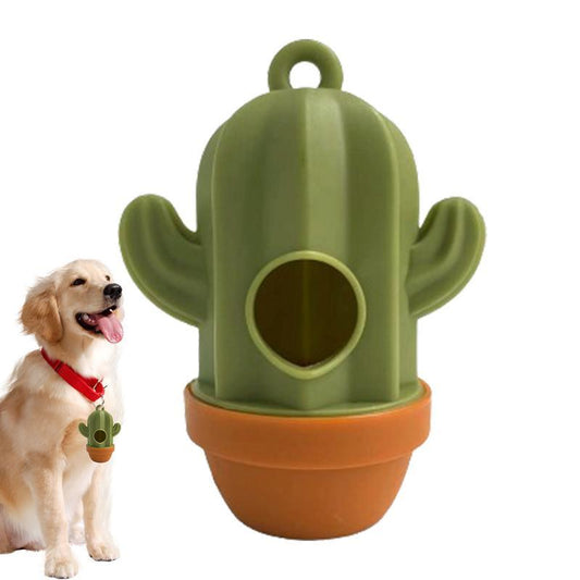 1 dispensador de bolsas para excrementos de mascotas con forma de cactus, soporte para bolsas de basura de plástico, estuche de transporte, dispensador de bolsas de eliminación