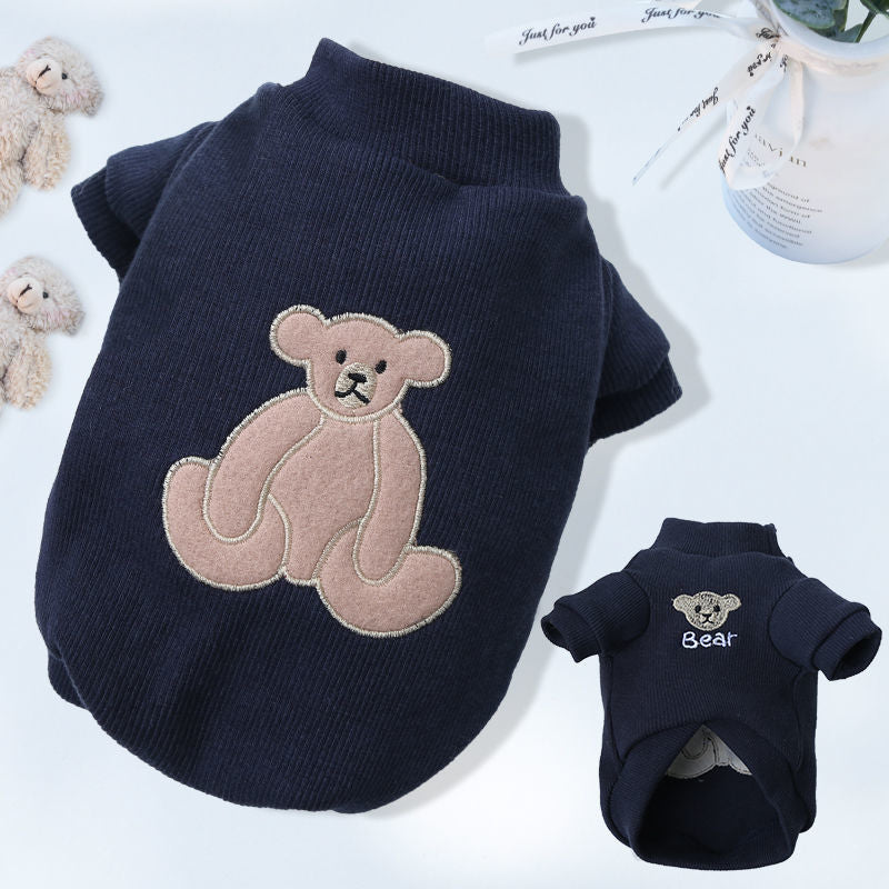 Chemise chaude à ours brodé pour animaux de compagnie