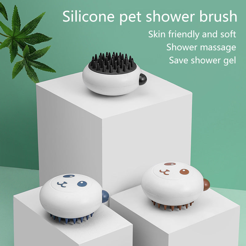 Brosse de bain en silicone pour animaux de compagnie, brosse à poils doux pour chats et chiens, brosse de massage douce en forme de panda, accessoires de bain pour animaux de compagnie