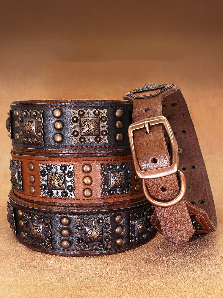 Anti Bite Cowhide Rivet Dog Collar