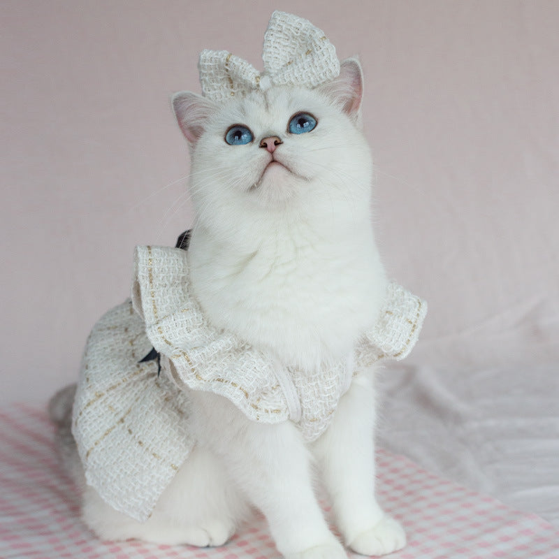 Woven Flying Shoulder Sleeve Skirt Dog Cat Pet Clothes