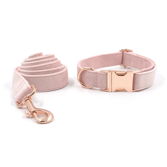 Velvet Rose Gold Pet Collar Leash