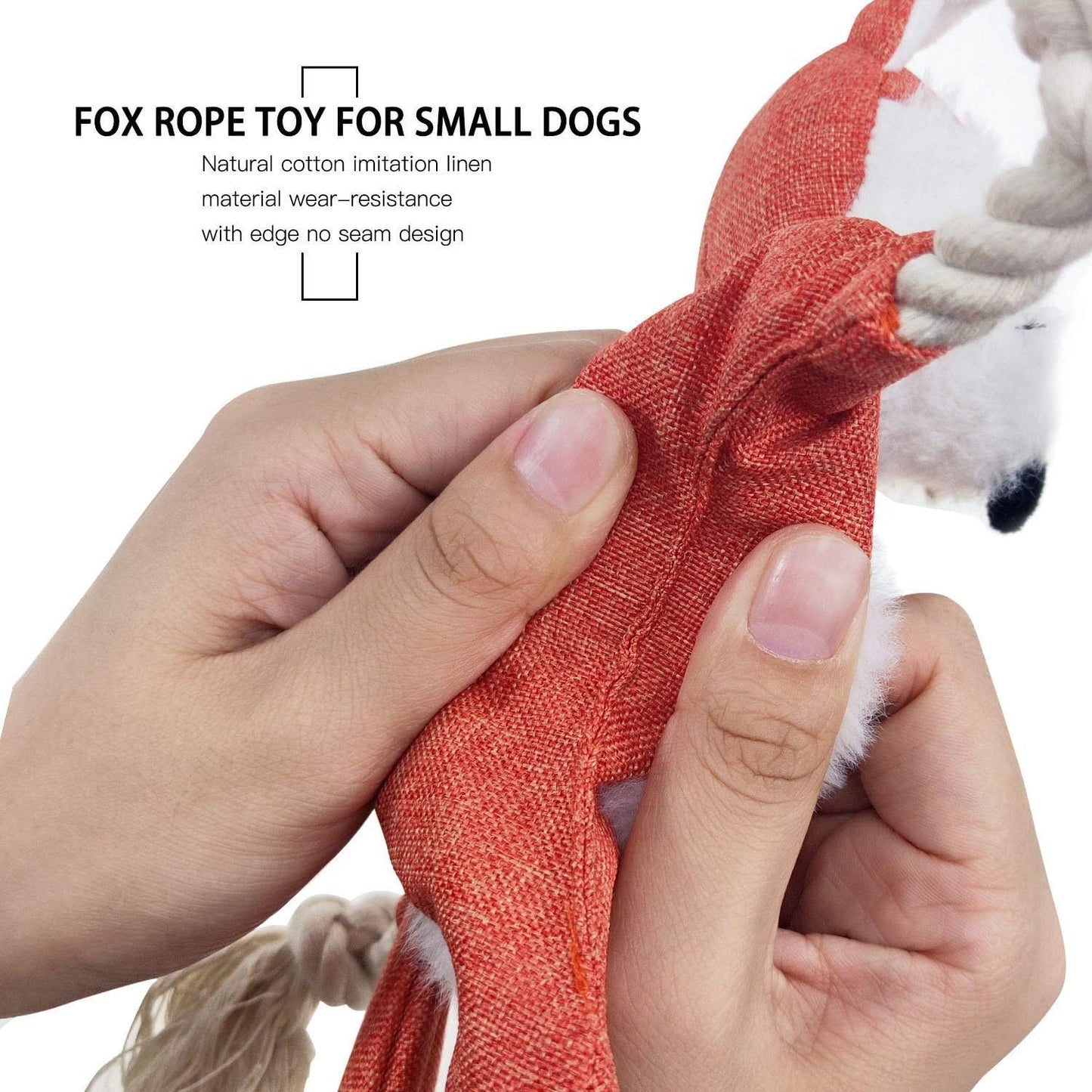 Fox Dog Toy With Squeaker Stuffless Dog Toy Crinkle Hunting Dog Toy Plush Durable Dog Squeaky Toys Cotton Rope Dog Toy Throughout The Body Cute Dog Chew Toys For Puppies With Eyes Embroidery Design