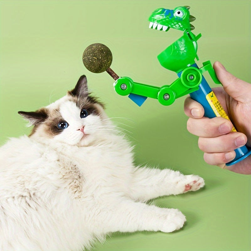 Juguete de dinosaurio robot para gato, palo de piruleta, hierba gatera, suministros para mascotas