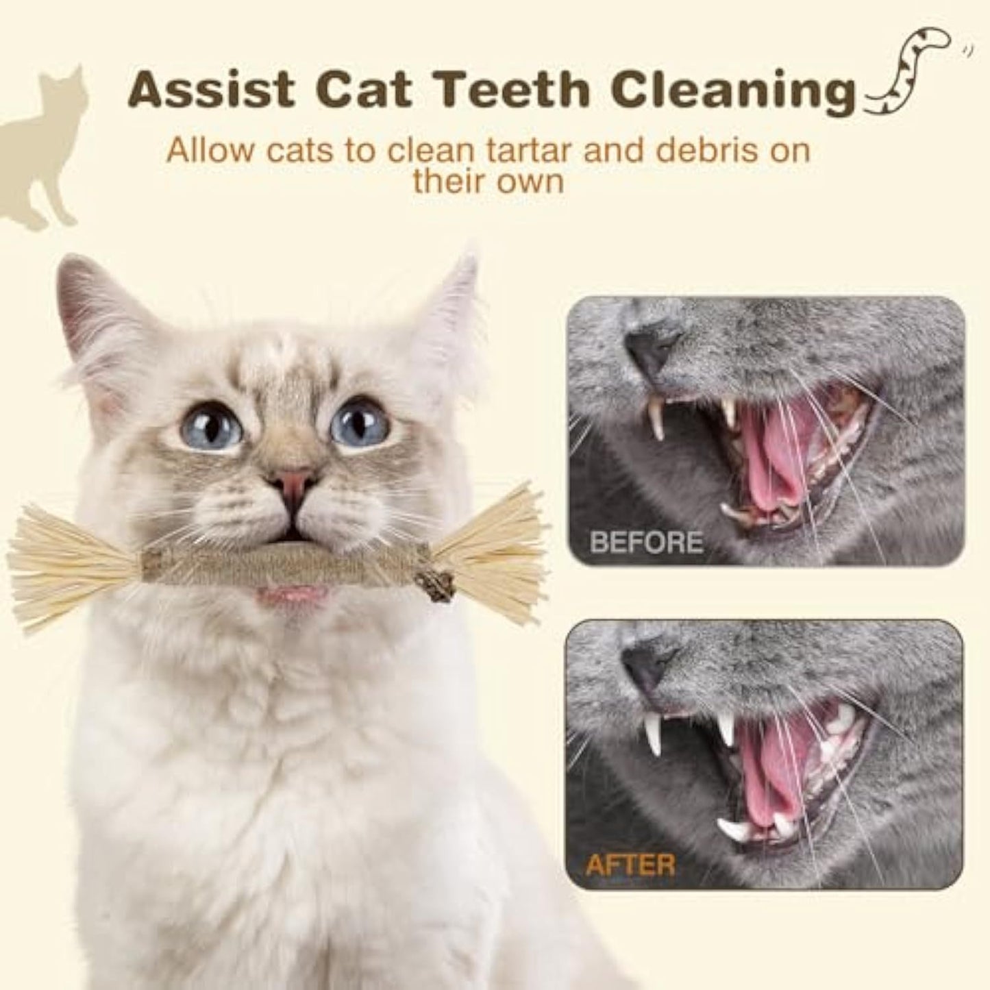 Paquete de 3 palitos Silvervine para gatos, juguete masticable para el cuidado dental, palitos masticables comestibles para gatos para limpiar los dientes, juguetes para gatos de interior