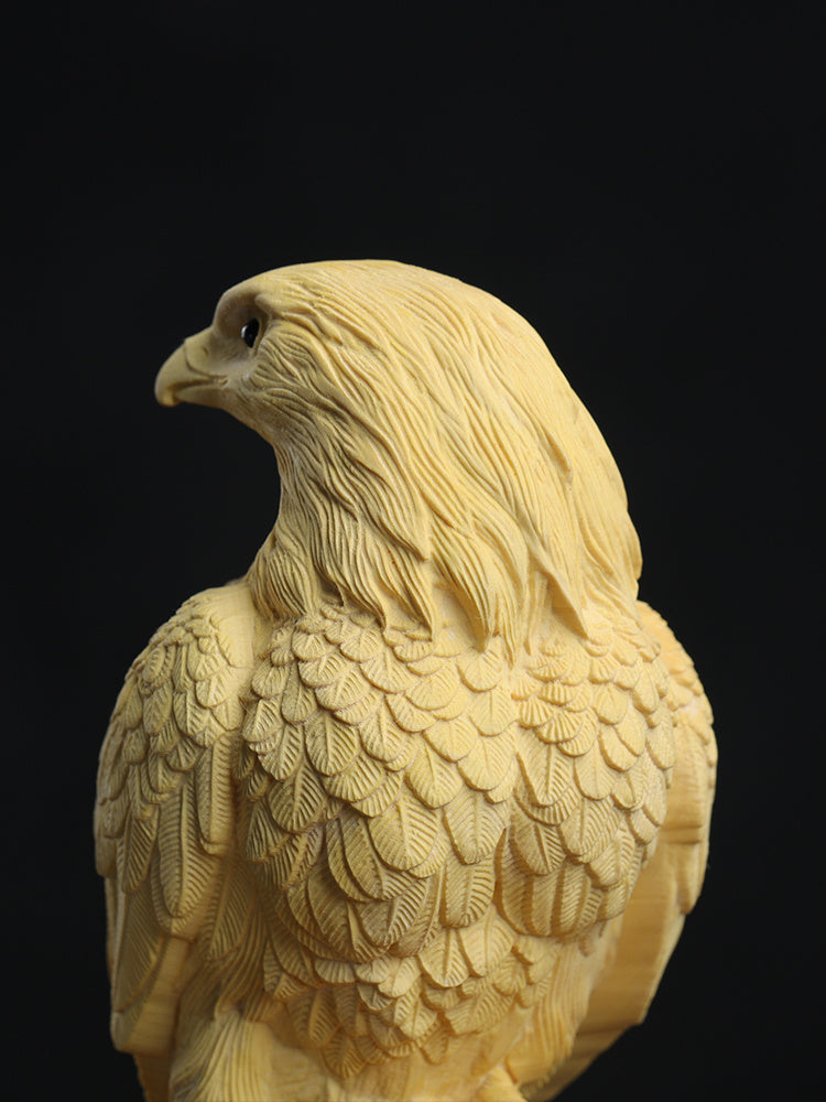 Boxwood Carving Ornaments Eagle Animal Exhibition Grand Plan Home