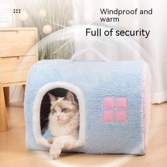 Winter Warm Closed Portable Cat Nest