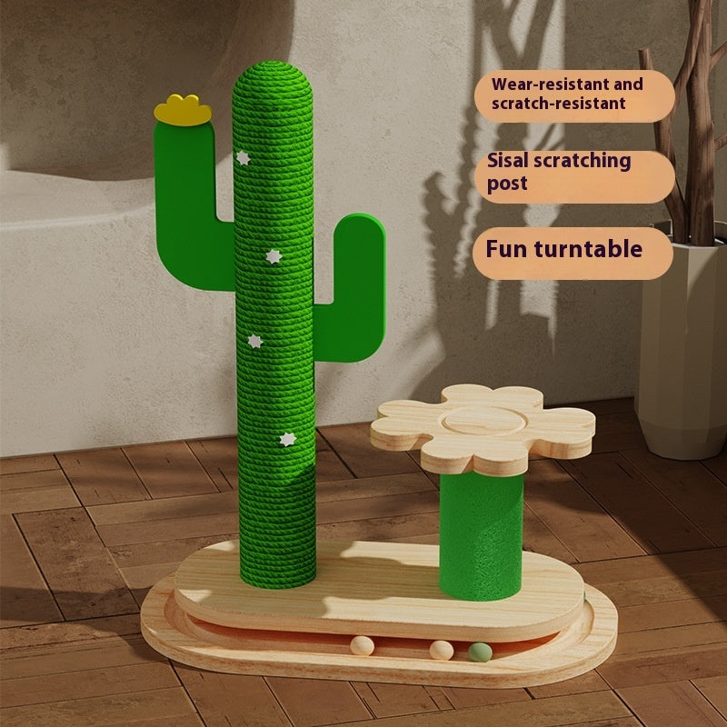 Juguete para gatos con forma de cactus y ruedas de madera maciza