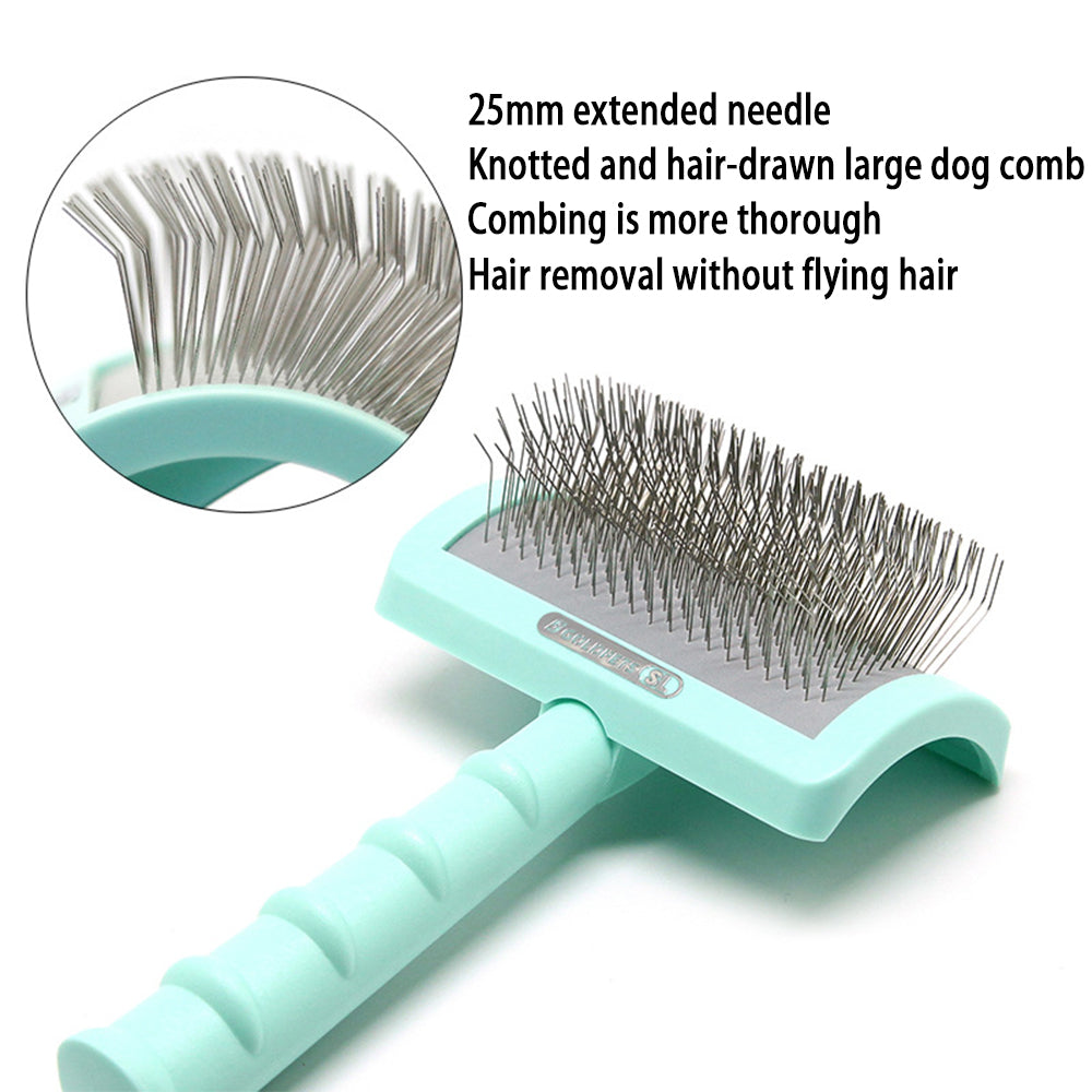 C-shaped Thick Back Hair Self Cleaning Curved Needle Comb Goldpets PS1140 Pet Hair Beauty Brushing Long Needle Comb