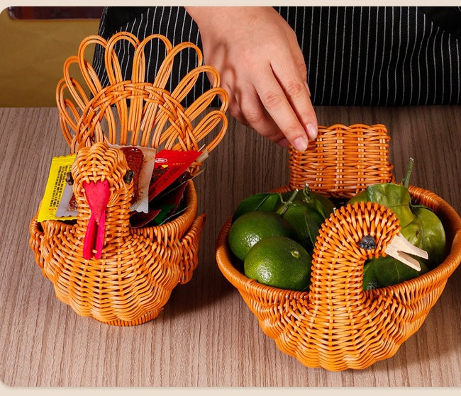 Panier à fruits tissé en rotin, bols à fruits en forme mignonne, plateau à légumes, panier à collation, nouveauté en forme d'animal, organisateur de décoration de maison