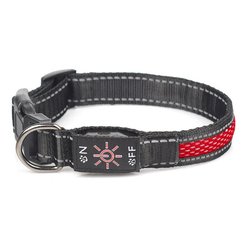 Collar para mascotas de malla de nailon luminoso LED, puerto de carga tipo c, resistente al agua