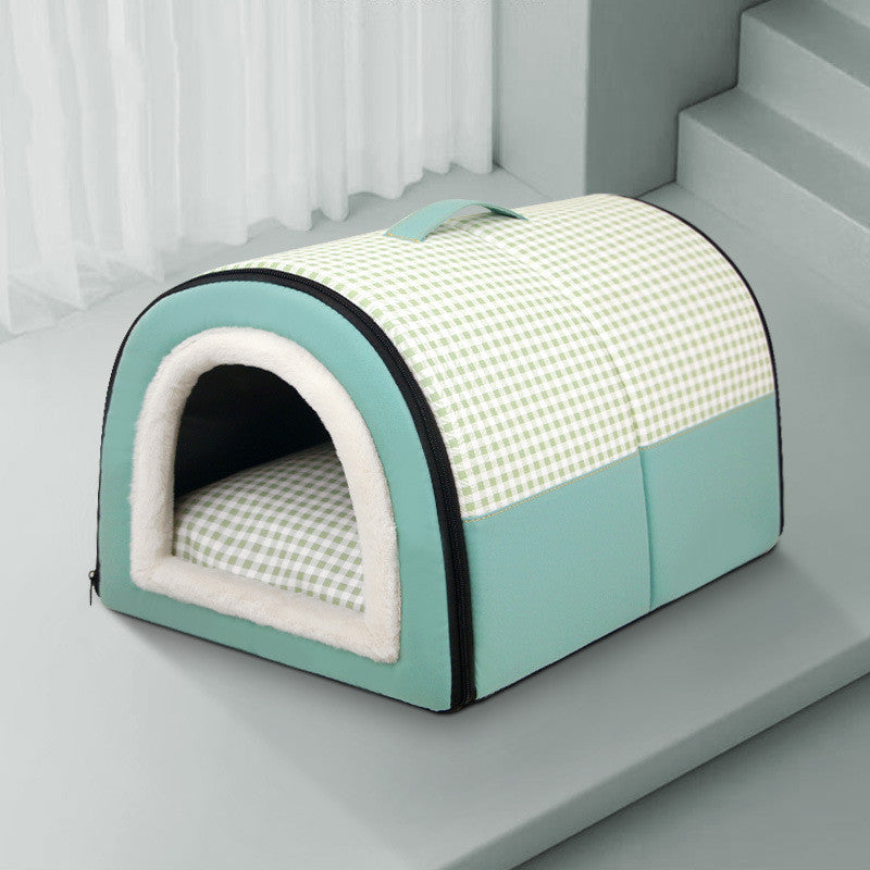 Cama para mascotas semicerrada universal térmica gruesa de invierno para las cuatro estaciones