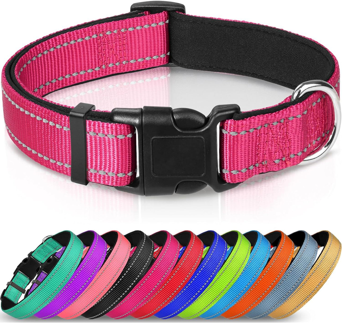 Collier pour chien réglable en sangle en nylon réfléchissant